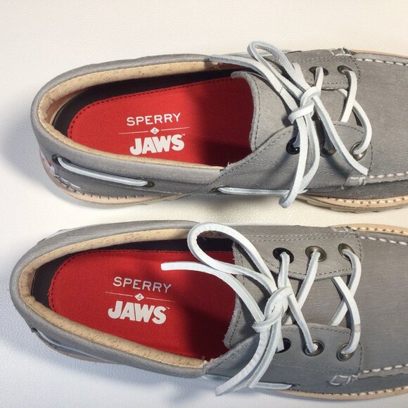 NEW Sperry Boat Shoes  Gray Leather JAWS Shark Special Edition - Picture 7 of 13